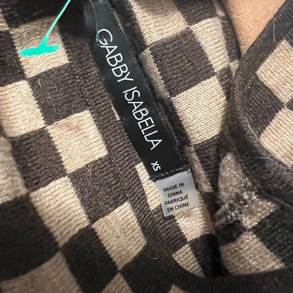 Gabby Isabella Women's Funnel Neck Check Pullover Long Sleeve Button Sweater XS - Picture 10 of 14